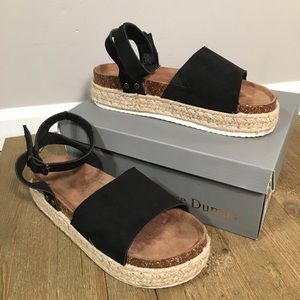 Pierre Dumas Black Espadrille Platform Sandals
